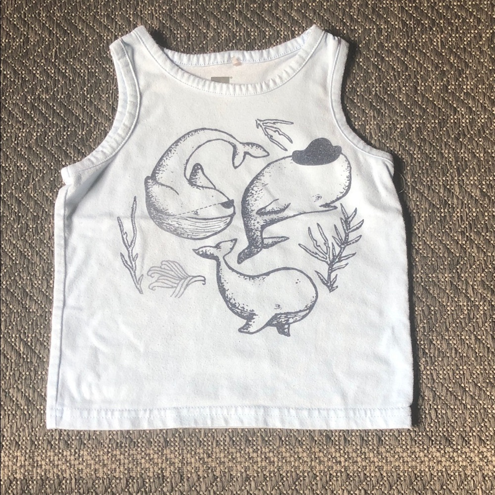 Tag light blue Tank Top with Gray Whale Trio Graphic